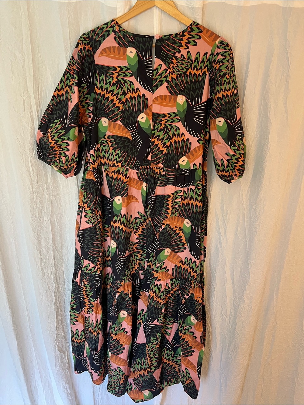 FARM Rio Pink TUCANI midi dress with puff sleeves - Picture 8 of 8